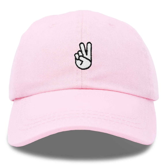 Dalix Peace Sign Embroidered V Cotton Dad Hat Baseball Cap Adjustable Mens in Washed Pink