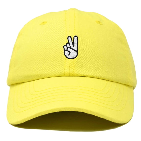 Dalix Peace Sign Embroidered V Cotton Dad Hat Baseball Cap Adjustable Mens in Yellow