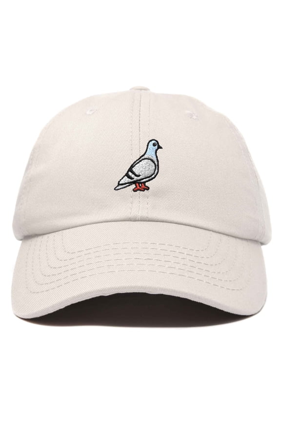 Pigeon Embroidered Cap Cotton Baseball Dad Hat for Men & Women Casual Cool in Beige