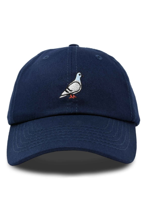 Pigeon Embroidered Cap Cotton Baseball Dad Hat for Men & Women Casual Cool in Navy Blue