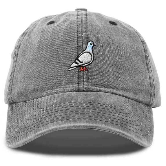 Dalix Pigeon Embroidered Cap Cotton Baseball Dad Hat for Men & Women Casual Cool in Washed Black