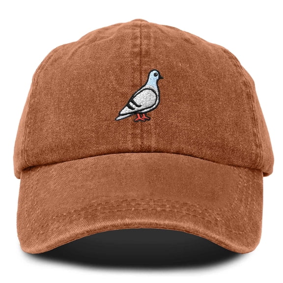 Dalix Pigeon Embroidered Cap Cotton Baseball Dad Hat for Men & Women Casual Cool in Washed Orange