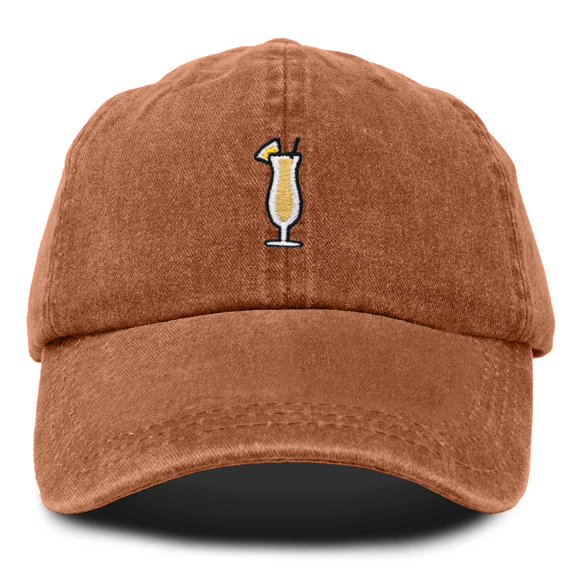 Dalix Pina Colada Embroidered Cap Cotton Baseball Cute Cool Dad Hat Womens in Washed Orange
