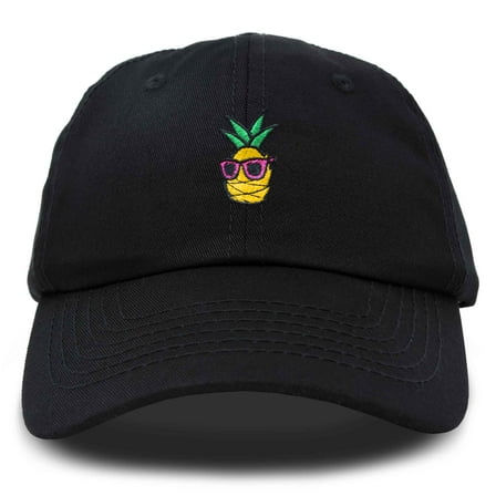 Dalix Pineapple Embroidered Cap Cotton Baseball Summer Cool Dad Hat Mens in Black