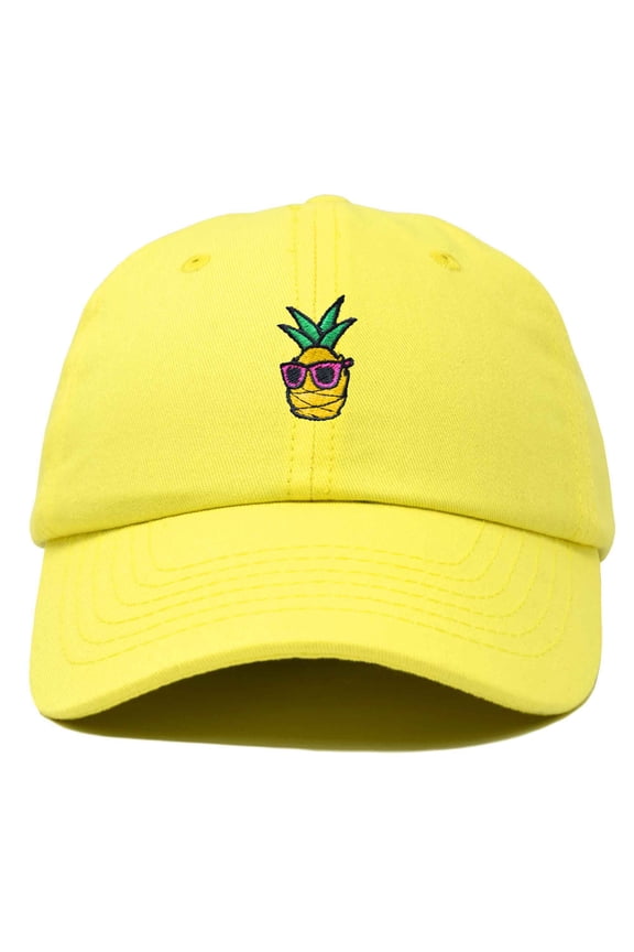 Pineapple Embroidered Cap Cotton Baseball Summer Cool Dad Hat Mens in Yellow