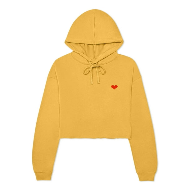 Mustard cropped hoodie hot sale