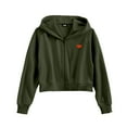 thumbnail image 1 of Dalix Pixel Heart Embroidered Fleece Cropped Zip Hoodie Cold Fall Winter Womens in Military Green XL X-Large, 1 of 5