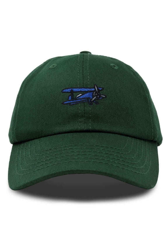 Propeller Plane Embroidered Cap Cotton Baseball Hat Airplane Men in Dark Green
