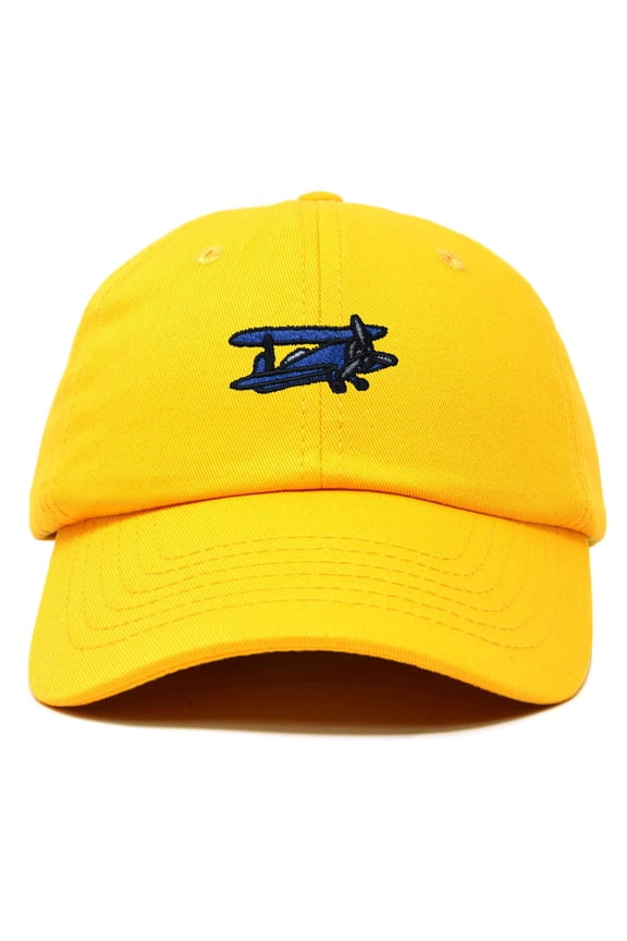 Propeller Plane Embroidered Cap Cotton Baseball Hat Airplane Men in Gold