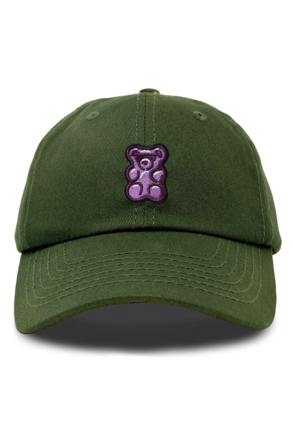 Purple Gummy Embroidered Cotton Dad Hat Baseball Cap Adjustable Womens in Olive