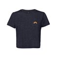 thumbnail image 1 of Dalix Rainbow Embroidered Cropped Flowy Soft Cotton Short Sleeve T Shirt Womens in Heather Navy M Medium, 1 of 5