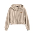 thumbnail image 1 of Dalix Rainbow Embroidered Fleece Cropped Zip Hoodie Cold Fall Winter Womens in Tan S Small, 1 of 5