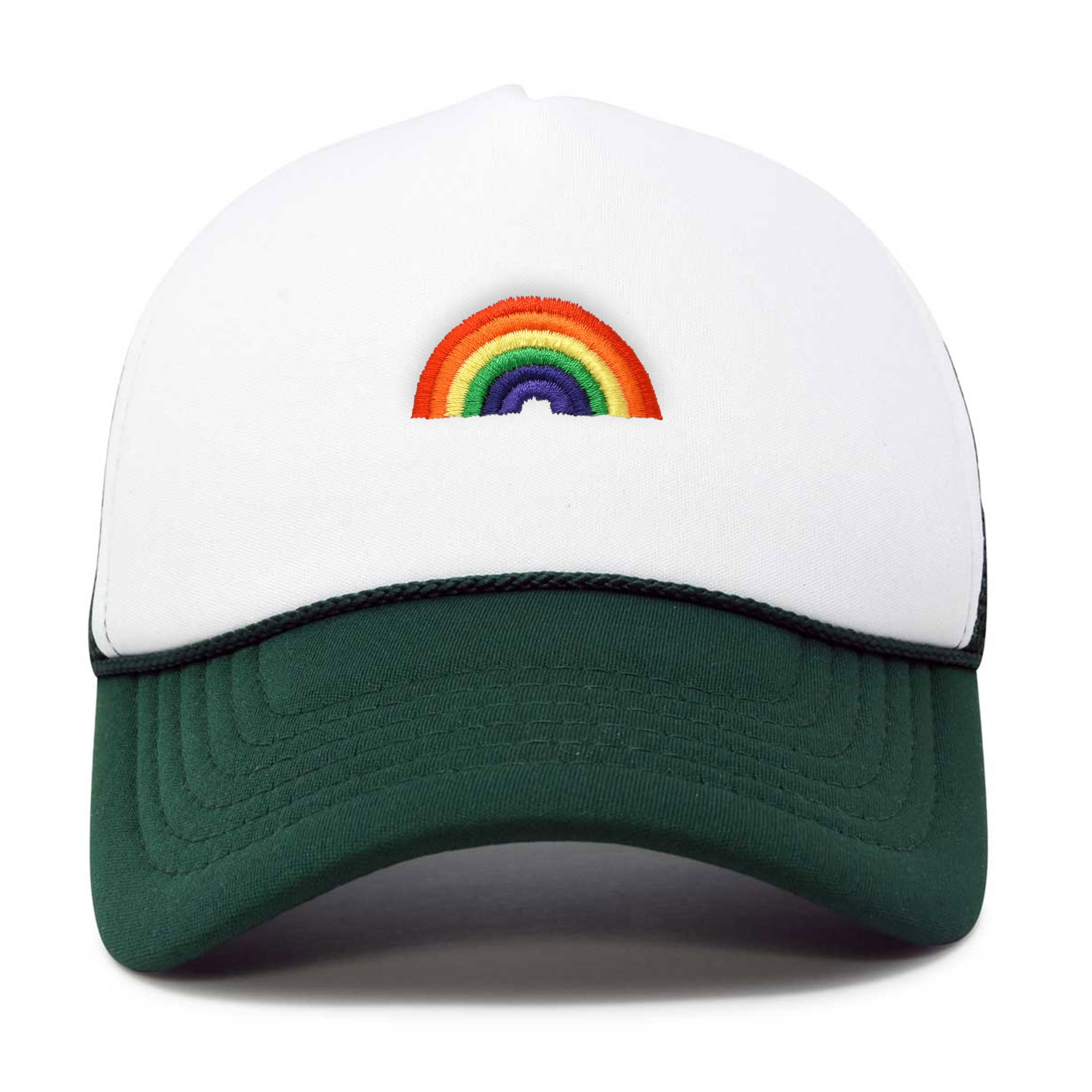 Dalix Rainbow Embroidered Two Tone Trucker Hat in Light Blue  display picture 1