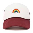 thumbnail image 1 of Dalix Rainbow Embroidered Two Tone Trucker Hat in Maroon White, 1 of 3