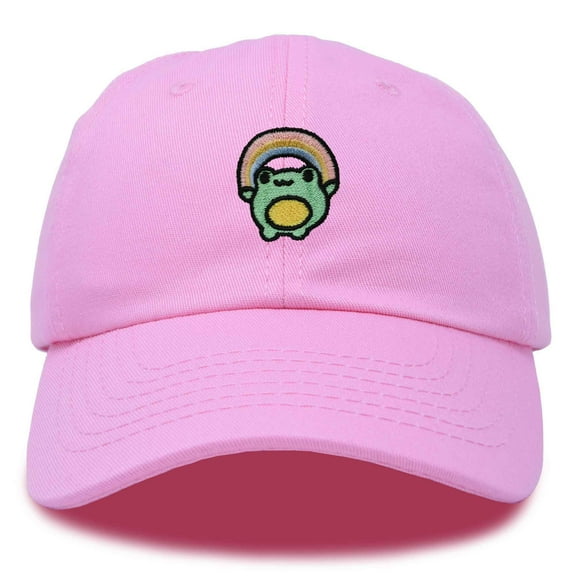 Dalix Rainbow Frog Embroidered Womens Cotton Dad Hat Baseball Cap Adjustable in Light Pink