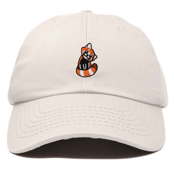 Dalix Red Panda Embroidered Cotton Dad Hat Cute Animal Adjustable Baseball Cap for Outdoor Style Womens in Beige