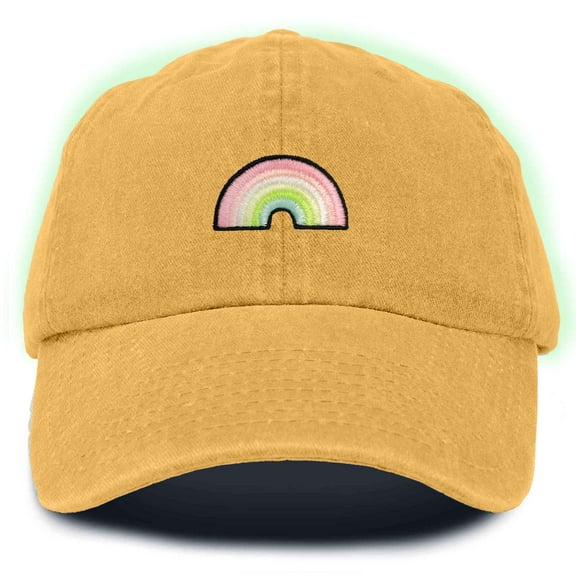 Dalix Robot Embroidered Glow in the Dark Retro Dad Hat Cotton Baseball Cap Adjustable Mens in Washed Gold