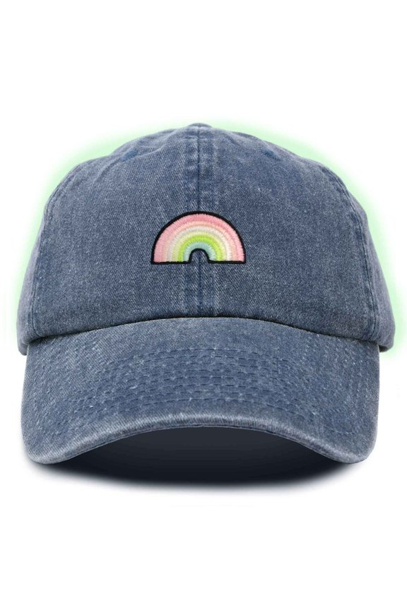 Robot Embroidered Glow in the Dark Retro Dad Hat Cotton Baseball Cap Adjustable Mens in Washed Navy Blue