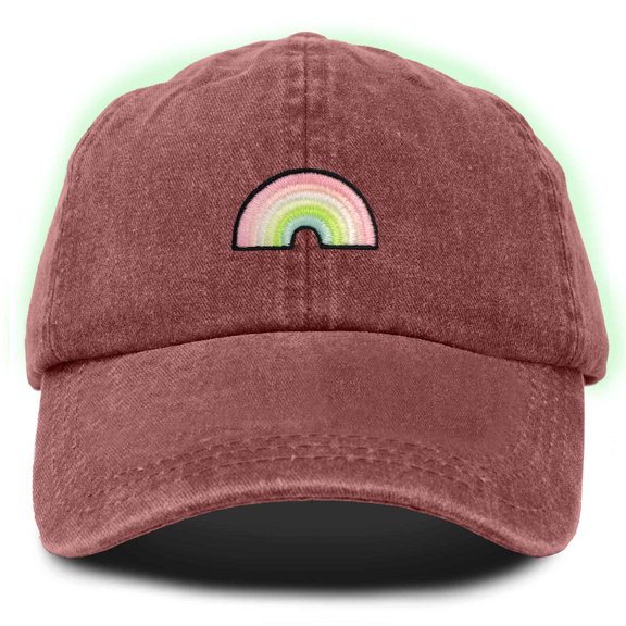 Dalix Robot Embroidered Glow in the Dark Retro Dad Hat Cotton Baseball Cap Adjustable Mens in Washed Red