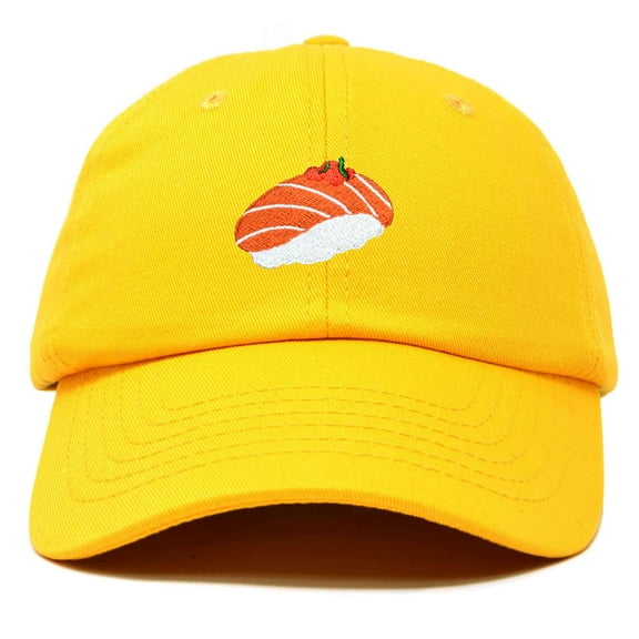 Dalix Salmon Nigiri Embroidered Sushi Cotton Dad Hat Baseball Cap Adjustable Womens in Gold