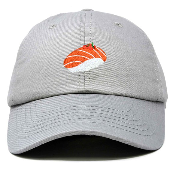 Dalix Salmon Nigiri Embroidered Sushi Cotton Dad Hat Baseball Cap Adjustable Womens in Gray