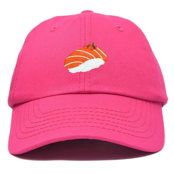 Dalix Salmon Nigiri Embroidered Sushi Cotton Dad Hat Baseball Cap Adjustable Womens in Hot Pink