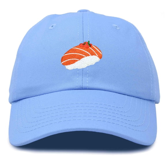 Dalix Salmon Nigiri Embroidered Sushi Cotton Dad Hat Baseball Cap Adjustable Womens in Light Blue