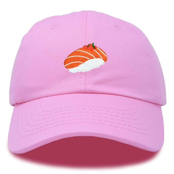 Dalix Salmon Nigiri Embroidered Sushi Cotton Dad Hat Baseball Cap Adjustable Womens in Light Pink