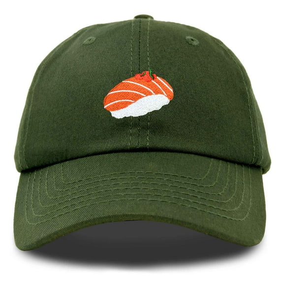 Dalix Salmon Nigiri Embroidered Sushi Cotton Dad Hat Baseball Cap Adjustable Womens in Olive
