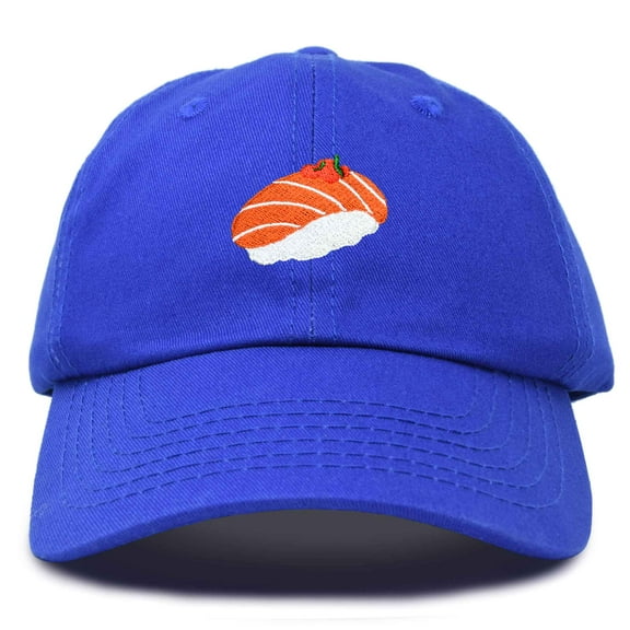 Dalix Salmon Nigiri Embroidered Sushi Cotton Dad Hat Baseball Cap Adjustable Womens in Royal Blue