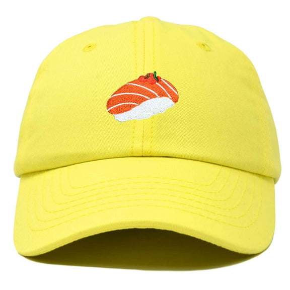 Dalix Salmon Nigiri Embroidered Sushi Cotton Dad Hat Baseball Cap Adjustable Womens in Yellow