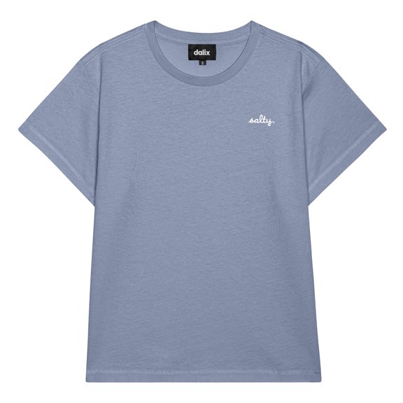 Dalix Salty Cropped Tee Lightweight High Waisted Short Sleeve Summer Shirt Womens in Blue Haze XL X-Large