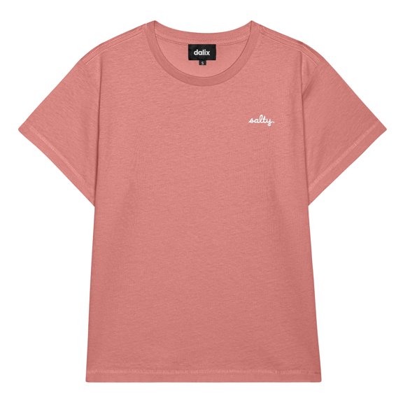 Dalix Salty Cropped Tee Lightweight High Waisted Short Sleeve Summer Shirt Womens in Red Sorbet XL X-Large