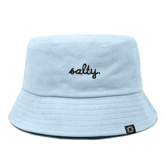 Dalix Salty Embroidered Bucket Hat Cotton Summer Beach Vacation Cap Womens in Forever Blue S Small