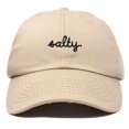 thumbnail image 1 of Dalix Salty Embroidered Cotton Beach Baseball Cap Adjustable Dad Hat Womens in Khaki, 1 of 5