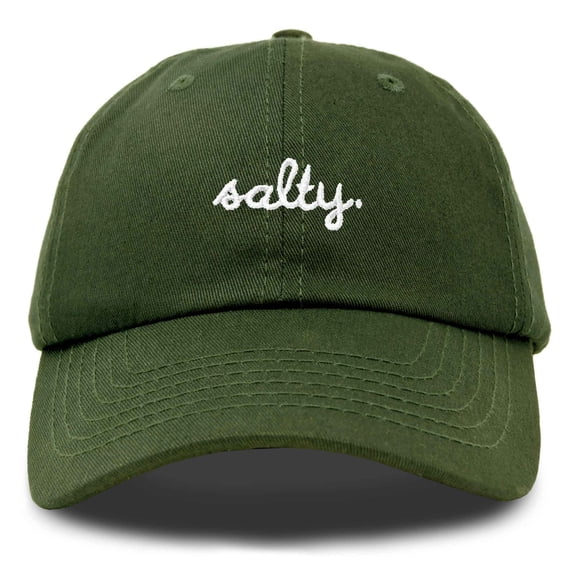 Dalix Salty Embroidered Cotton Beach Baseball Cap Adjustable Dad Hat Womens in Olive