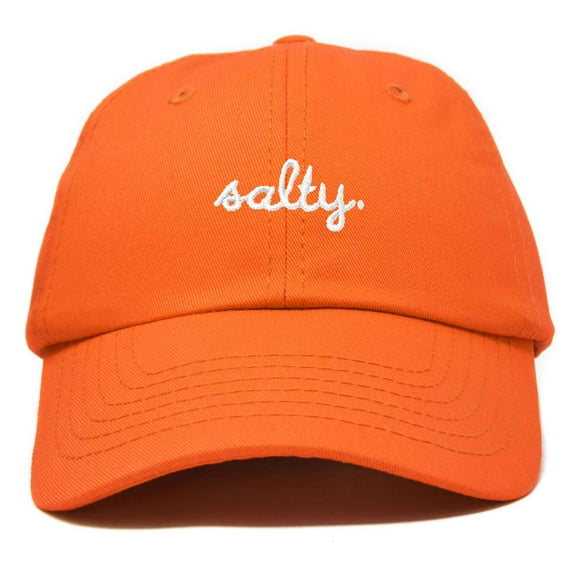 Dalix Salty Embroidered Cotton Beach Baseball Cap Adjustable Dad Hat Womens in Orange