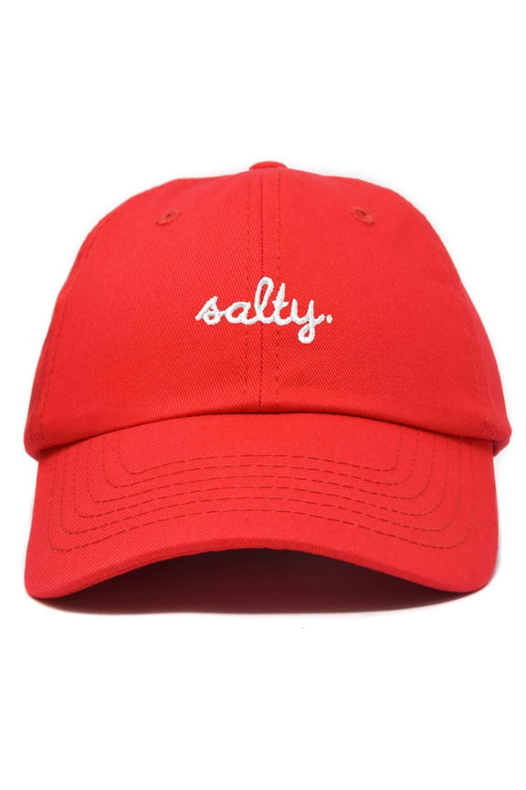 Salty Embroidered Cotton Beach Baseball Cap Adjustable Dad Hat Womens in Red