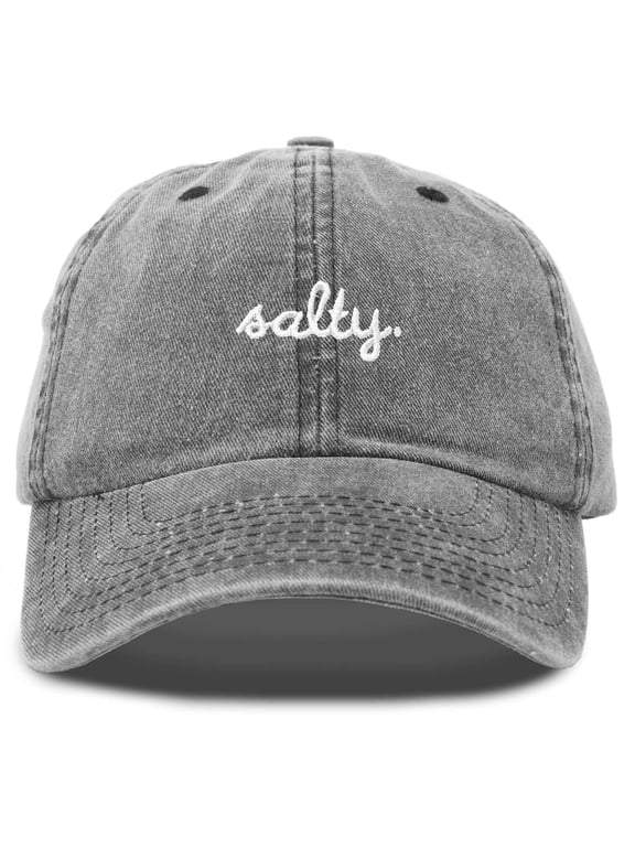 Salty Embroidered Cotton Beach Baseball Cap Adjustable Dad Hat Womens in Washed Black