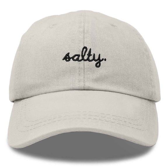 Dalix Salty Embroidered Cotton Beach Baseball Cap Adjustable Dad Hat Womens in Washed Stone White