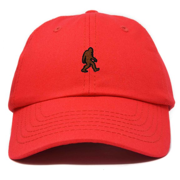 Dalix Sasquatch Embroidered Cap Cotton Baseball Summer Cool Dad Hat Mens in Red