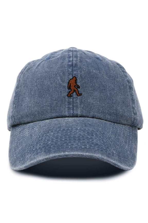 Sasquatch Embroidered Cap Cotton Baseball Summer Cool Dad Hat Mens in Washed Navy Blue