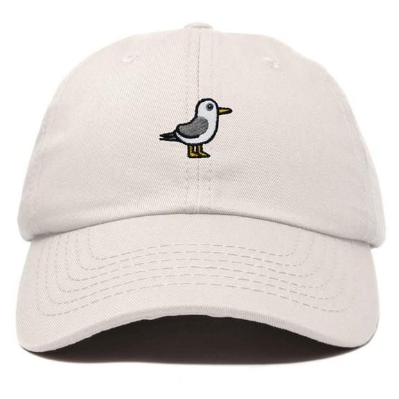 Dalix Seagull Embroidered Cap Cotton Baseball Hat Bird Womens in Beige