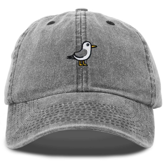 Dalix Seagull Embroidered Cap Cotton Baseball Hat Bird Womens in Washed Black