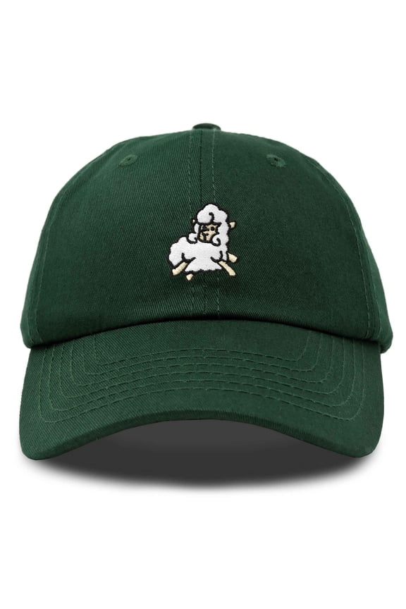 Sheep Embroidered Cotton Dad Hat Adjustable Cute Animal Lover Baseball Cap for Everyday Fashion Womens in Dark Green