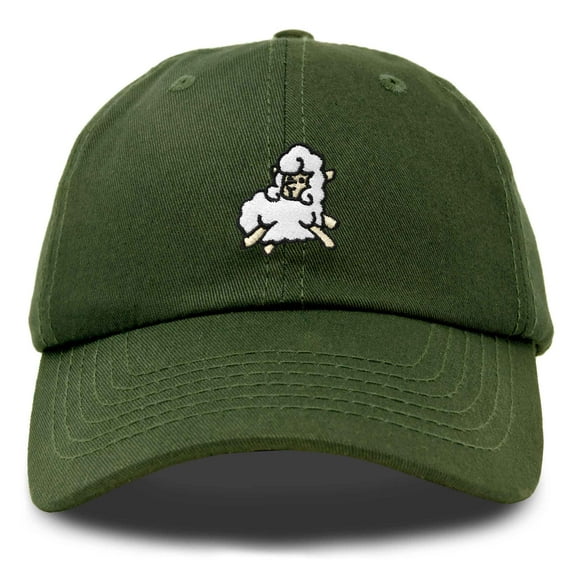 Dalix Sheep Embroidered Cotton Dad Hat Adjustable Cute Animal Lover Baseball Cap for Everyday Fashion Womens in Olive