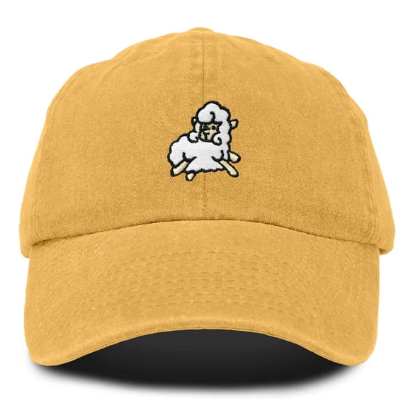 Dalix Sheep Embroidered Cotton Dad Hat Adjustable Cute Animal Lover Baseball Cap for Everyday Fashion Womens in Washed Gold