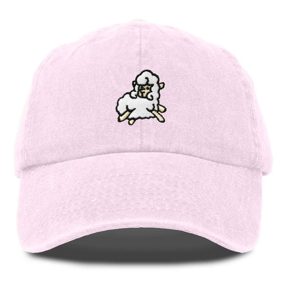 Dalix Sheep Embroidered Cotton Dad Hat Adjustable Cute Animal Lover Baseball Cap for Everyday Fashion Womens in Washed Pink