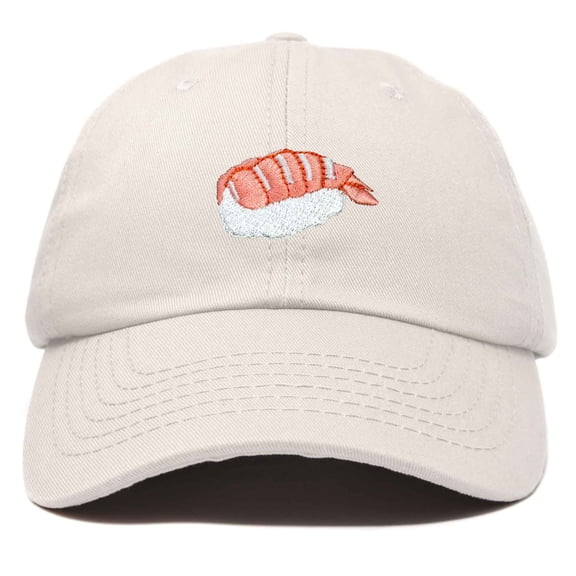 Dalix Shrimp Nigiri Embroidered Sushi Cotton Dad Hat Baseball Cap Adjustable Womens in Beige