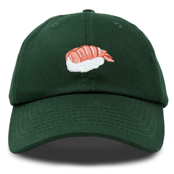 Dalix Shrimp Nigiri Embroidered Sushi Cotton Dad Hat Baseball Cap Adjustable Womens in Dark Green